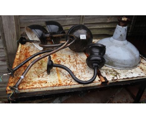 Collection of vintage enamel lights