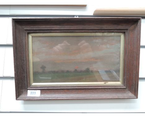 An oil painting Haydn D R MacKay, Sunset, attributed and dated 1900, verso, 5.5x10'