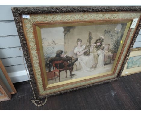 A print, after Goodman, Victorian music at home, later coloured, 20'x27'