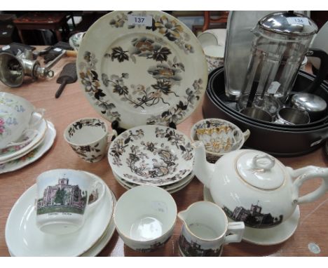 A small selection of Worcester Chamberlain 19th Century tea ware and Cartmel Church teaware