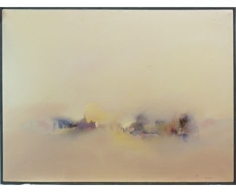 * ANTHONY KRIKHAAR (DUTCH b 1940), IMPRESSION OF A VILLAGE oil on canvas, signed, further signed and titled verso 90cm x 120c