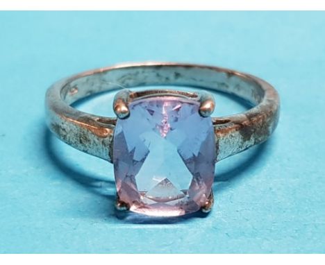 SILVER 925 PURPLE STONE RING 2.7G SIZE R 1/2