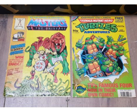 2 VINTAGE FIRST EDITION COMICS, 1986 HE MAN MASTERS OF THE UNIVERSE AND 1990 TEENAGE MUTANT HERO TURTLES