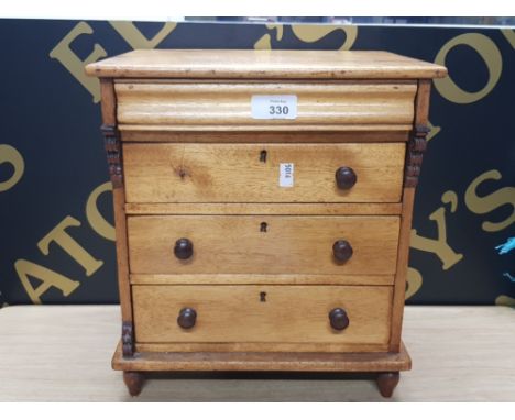 MINIATURE PINE SCOTCH CHEST WITH SECRET DRAWER
