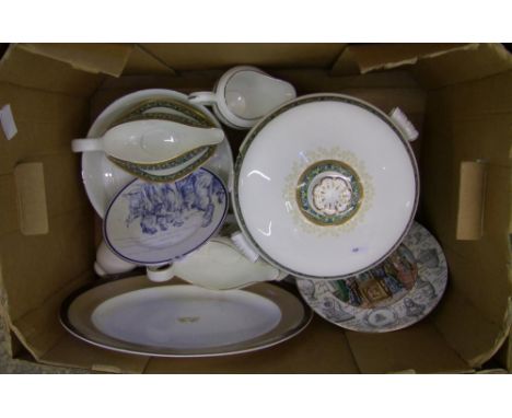 A mixed tray of Wedgwood and Royal Worcester table ware including a large Wedgwood Everleigh soup tureen, gravy boat and stan