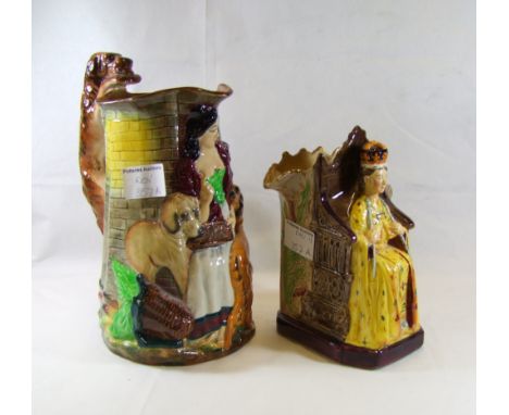 Burleigh Reproduction jug in form of the Old Feeding time Jug by Samuel Alcock together with similar item The First Gothic Ch