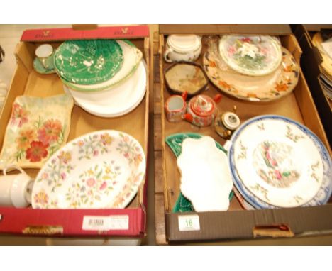 A mixed collection of ceramic items to include - export quality Japanese tea pots and urns, hand painted plates, cabbage ware