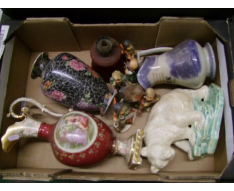 A mixed collection of items to include - Barker and Kent damaged urn, Shelley Cloisonne patterned damaged vase, Goebel childr