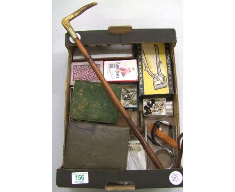 An interesting collection of mixed items to include - playing cards, postcards, riding corps, ladies watches, calling card ca