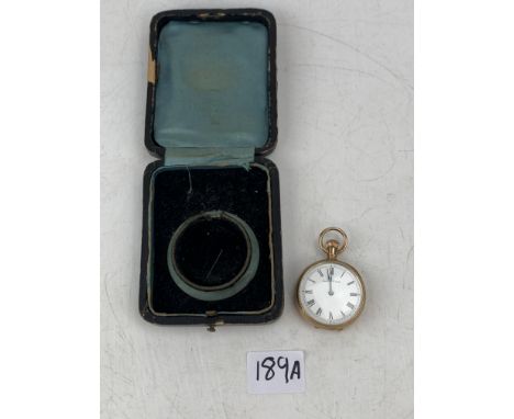 10k gold Waltham fob watch 1.5", total w: 51.7 gms in original box, working