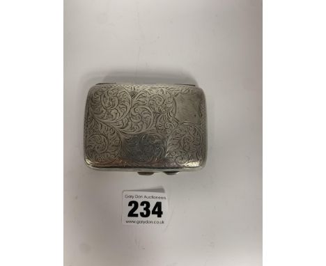 Silver cigarette case 3" x 2", w: 1.7 ozt