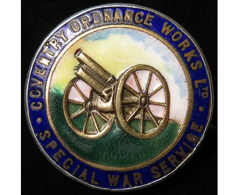 Badge - Coventry Ordnance Works Ltd., On War Service, unmarked silver No. 137 (prob. WW1 period)