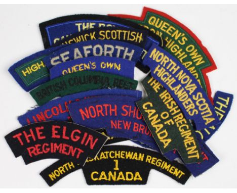 Canadian Army WW2 Formation Signs and Shoulder Title Badges (approx 15)