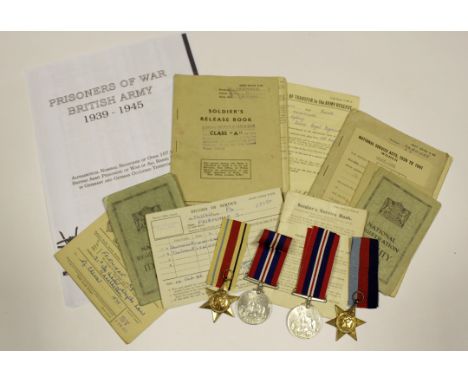 Group of family medals husband POW and wife ATS consisting of 1939-45 Star, Africa Star, War medal with selection of service 