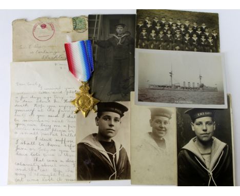 1915 Star named J.37859 A Beetson SIG.BOY.RN. Killed on HMS Black Prince 31st May 1916. From Blackley, Manchester. On the Por