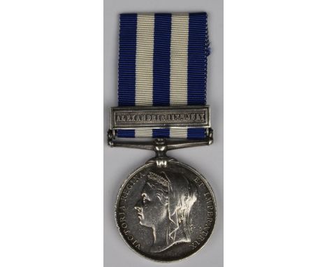 Egypt Medal dated 1882 with Alexandria 11th July clasp named J. Matters BOY 1/CL: HMS Temeraire. With copy medal roll.  VF wi