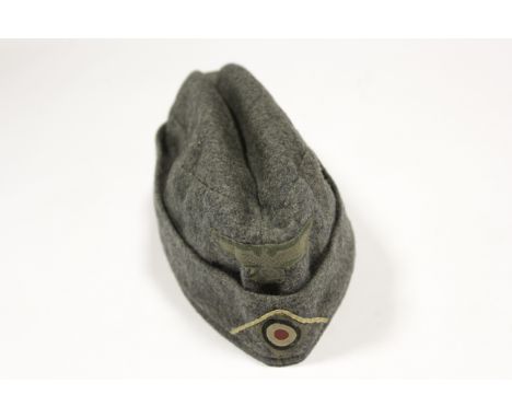 German Army sidecap, white piped, slight service wear, VF