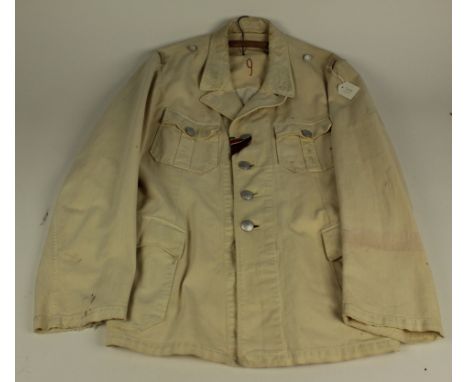 German WW2 POW white summer tunic stripped of insignia, as used by the SS and Army
