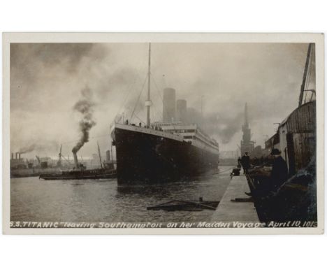 SS Titanic leaving Southampton on maiden voyage April 1912, rare R/P by G Courtney    (1)
