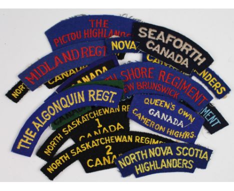 Canadian Army WW2 Formation Signs and Shoulder Title Badges (approx 15)
