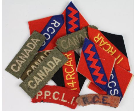 British Army WW2 embroidered shoulder title badges (approx 34)
