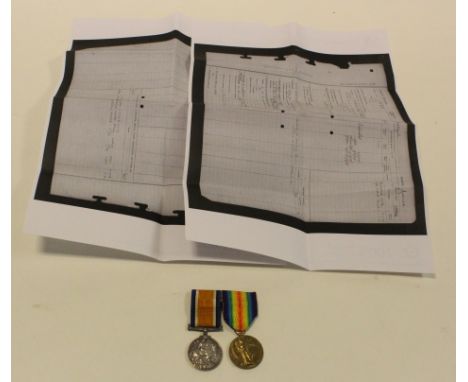 BWM & Victory Medal to 36054 1.A.M. R Jones RAF. With copy service papers, from Sutton Coldfield ?   VF  (2)