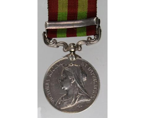 India Medal with Relief of Chitral 1895 clasp (2050 Pte M Conway 1st Bn E.Lanc Regt). Also entitled to a three bar QSA and tw