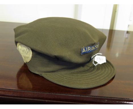 US WW2 private purchase woman's officer Airborne hat complete with original insignia, scarce item