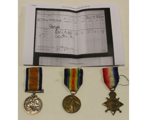 1915 Star Trio to G-3095 Pte G Edwards R Suss Regt.  VF  (3)