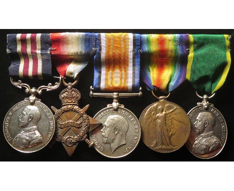 Military Medal group mounted as worn - MM GV (303008 Sjt W C Cooper 2/7 W.York R TF), 1915 Star Trio (1344 Sjt W C Cooper Yor