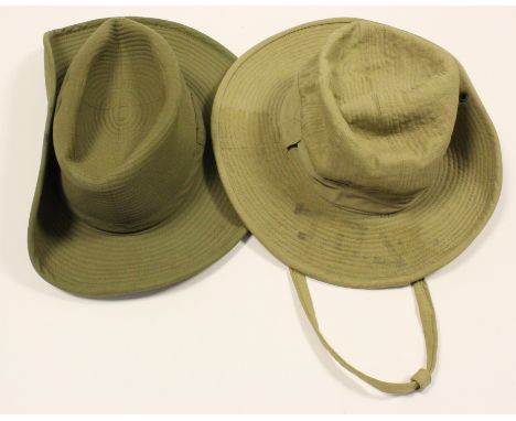 Slouch hats, two British, possibly post WW2 examples, no markings, possibly used Malaya   