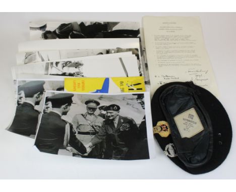 Montgomery interest a selection of ephemera and photographs and a post war made Monty Beret