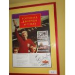 A Royal Mail promotional poster for the 1996 issue of the """"Football Legends"""" stamps featuring