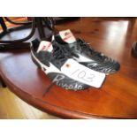 Signed pair of Brazilian World Cup star, Rivaldo's Mizuno Morelia football boots, black with white