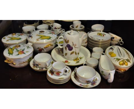 Approx 65 pieces of Royal Worcester, Evesham pattern, dinner and teaware including four tureens, circular serving dish and co