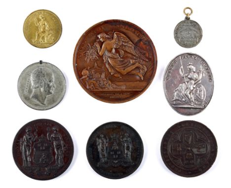 Irish exhibition medals. An 1865 Dublin International Exhibition bronze award medal awarded to E. Wild for Section III Arts a