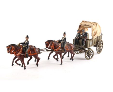 A Britains Royal Army Medical Corps four-horse ambulance; together with a Britains Royal Field Artillery horse drawn field gu