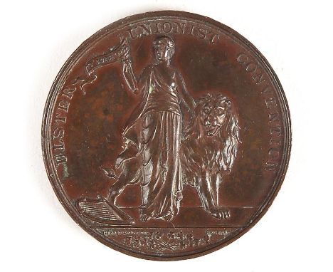 1892 Ulster Unionist Convention Medal by Gibson, Belfast, obv. Hibernia standing beside a lion, holding a pennant inscribed, 