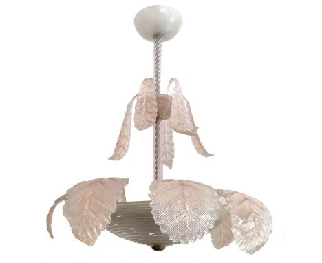 Chandelier in Murano glass, light pink, 40/50 years. H 84 cm, diameter 65.