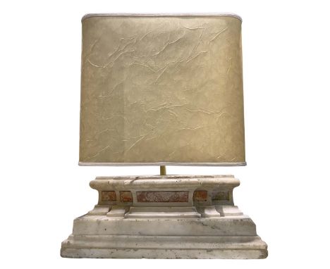 Marble fragment with Sicilian jasper inserts, base of eighteenth century. Adapted to lamp. H Cm 15X  cm 41x11.