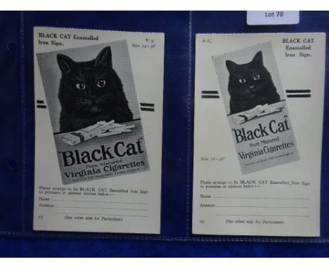 Cigarette card ephemera , 5 x Carreras Black Cat advertising postcards, each one aimed at retailers to order advertising shop