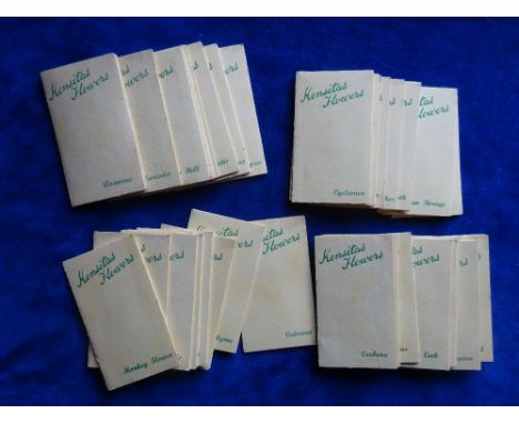 Cigarette card silks, J Wix Kensitas Flowers 2nd series (small size printed folder back), set 40 cards (all with original car