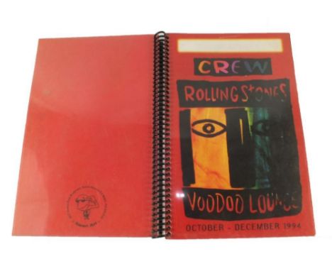 Rolling Stones Voodoo Lounge Crew Tour Guide Oct - Dec 1994