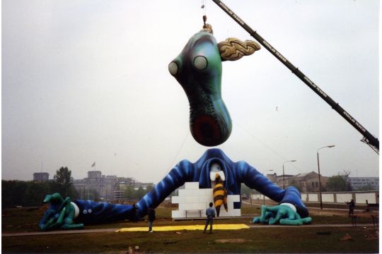 Lot 4 - The Teacher From The Roger Waters Concert Berlin Wall 1990 "The Wall" Head approximately 36' tall,