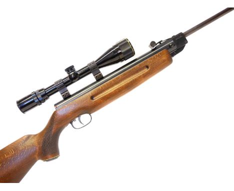 Weihrauch HW35 .177 air rifle, 20 inch barrel fitted with open sights, chequered beech stock, serial number 845121, fitted wi