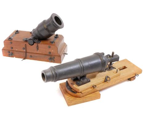 Two one-eighth scale model cannons, to include a 68 pounder ship mounted carronade after a 1800's original and a 13 inch land
