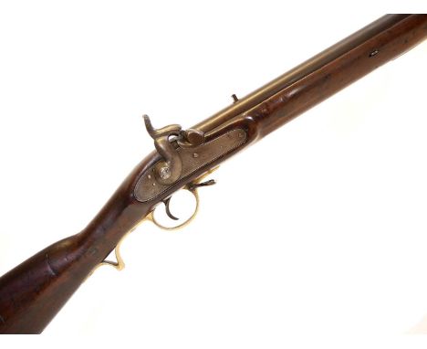 Rare East India Company pattern D type 3 musket, 39 inch barrel fitted with block sights, brass butt disk marked to the 5th G