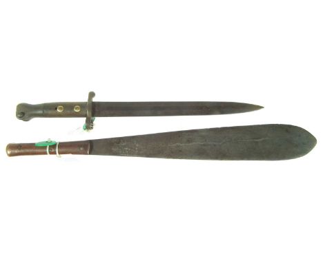 Kenya Mau Mau Machete, circa 1952 being a Pamga type of fighting machete made from a Martindale stamped British Machete by th