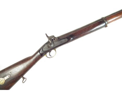 Indian percussion musket, of three band Enfield P53 pattern, 37 inch barrel, with arsenal mark 8/16/81 .650 calibre, lock wit