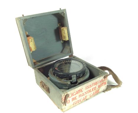RAF boxed Type P8 M compass, with rubber stamped 1943 date to inside of lid. 